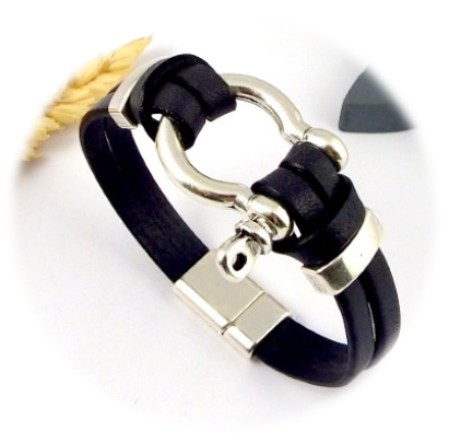 Tutoriel bracelet cuir noir manille argent